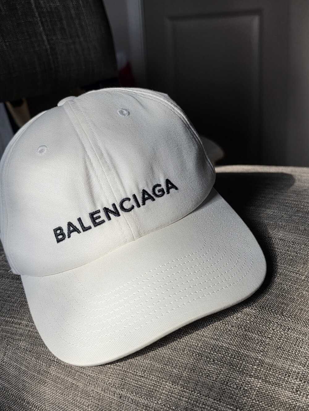 Authentic Balenciaga White Baseball Cap with Black Logo